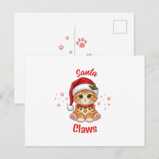 Cartes Pour Fêtes Annuelles Chat roux drôle avec chapeau de Père Noël pour Noë