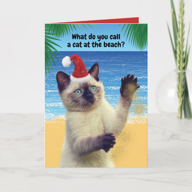 Cartes Pour Fêtes Annuelles Chat "Sandy Claws" Funny À Noël (Devant)