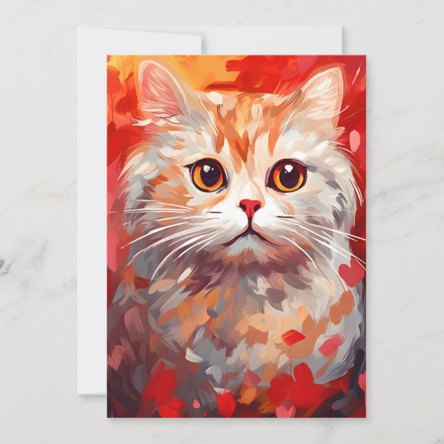 Cartes Pour Fêtes Annuelles Chat Scottish Fold pour la Saint-Valentin (Devant)