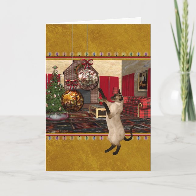 Cartes Pour Fêtes Annuelles Chat Siamese - Joyeux Noël (Devant)