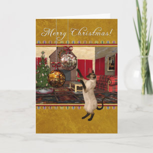 Cartes Pour Fêtes Annuelles Chat Siamese - Joyeux Noël
