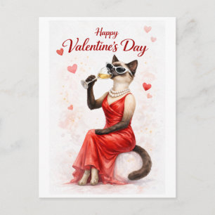 Cartes Pour Fêtes Annuelles Chat siamois à la Saint-Valentin – Chat glamour en