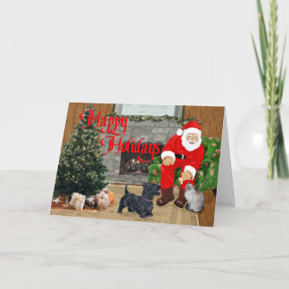 Cartes Pour Fêtes Annuelles Chat siamois & Noël Scottie