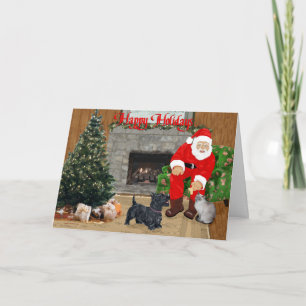 Cartes Pour Fêtes Annuelles Chat siamois & Noël Scottie
