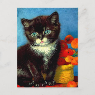 Cartes Pour Fêtes Annuelles Chat smoking Van Gogh