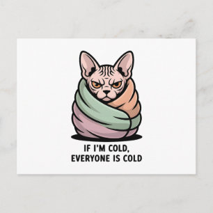 Cartes Pour Fêtes Annuelles Chat Sphynx en colère Art de dessin animé Humour f