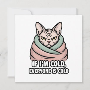 Cartes Pour Fêtes Annuelles Chat Sphynx Grincheux Art Cartoon Humour Froid
