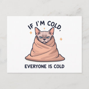 Cartes Pour Fêtes Annuelles Chat Sphynx Grincheux Art Cartoonique Humour Froid