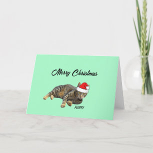 Cartes Pour Fêtes Annuelles Chat tabby rayé avec chapeau de Père Noël