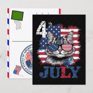 Cartes Pour Fêtes Annuelles Chat Tachetée Patte Félin États-Unis Jour de l'Ind