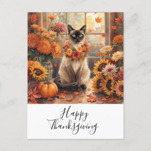 Cartes Pour Fêtes Annuelles Chat Thanksgiving Automne thème pour les Amoureux
