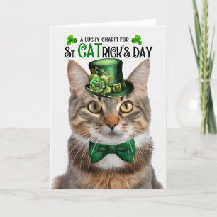 Cartes Pour Fêtes Annuelles Chat tigré Fluffy Fête de la Saint-Patrick Porte-B