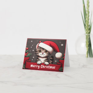 Cartes Pour Fêtes Annuelles Chat tigré malicieux de Noël drôle personnalisé