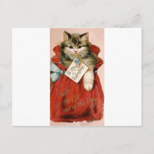 Cartes Pour Fêtes Annuelles Chat victorien vintage en sac Saint Valentin