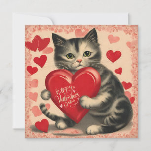 Cartes Pour Fêtes Annuelles Chat vintage de la Saint-Valentin au chocolat