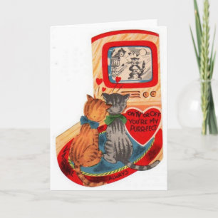 Cartes Pour Fêtes Annuelles Chat vintage / Kitten Love Valentine's Day Card