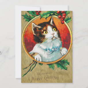 Cartes Pour Fêtes Annuelles Chat vintage mignonne vous souhaite un joyeux Noël