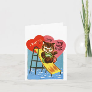 Cartes Pour Fêtes Annuelles Chat vintage sur la diapositive Valentine