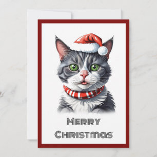 Cartes Pour Fêtes Annuelles Chat Whimsical Contemporain tendance Joyeux Noël