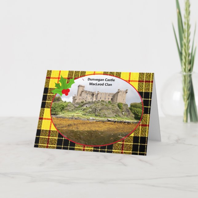Cartes Pour Fêtes Annuelles Château de Dunvegan du clan MacLeod et Noël au tar (Devant)
