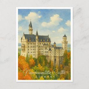 Cartes Pour Fêtes Annuelles Château de Neuschwanstein Bavaria   Aquarelle