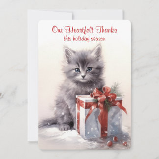 Cartes Pour Fêtes Annuelles Chaton Gris Noël Aquarelle