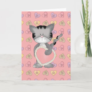 Cartes Pour Fêtes Annuelles chaton kitty avec coeur valentin