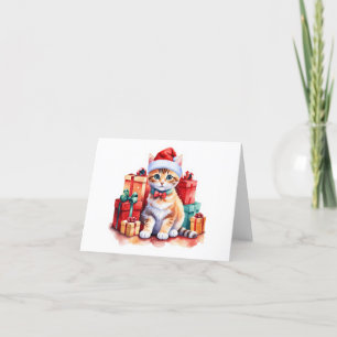 Cartes Pour Fêtes Annuelles Chaton orange tabby Santa, Cadeaux VIDE