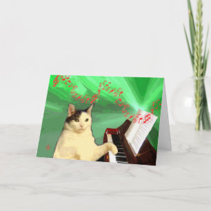 Cartes Pour Fêtes Annuelles chaton piano