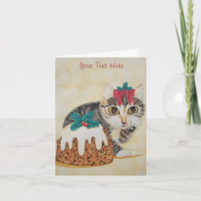 Cartes Pour Fêtes Annuelles chaton tabby gris mignon habillé pour noël (Devant)