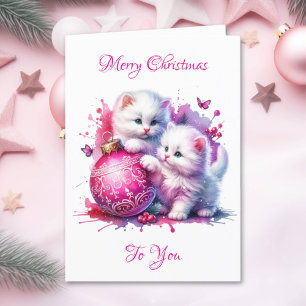 Cartes Pour Fêtes Annuelles Chatons blancs doux Noël