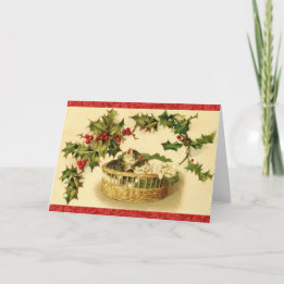 Cartes Pour Fêtes Annuelles Chatons Confortables à Noël Restauration Vintage