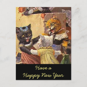 Cartes Pour Fêtes Annuelles Chatons dansants Nouvel An