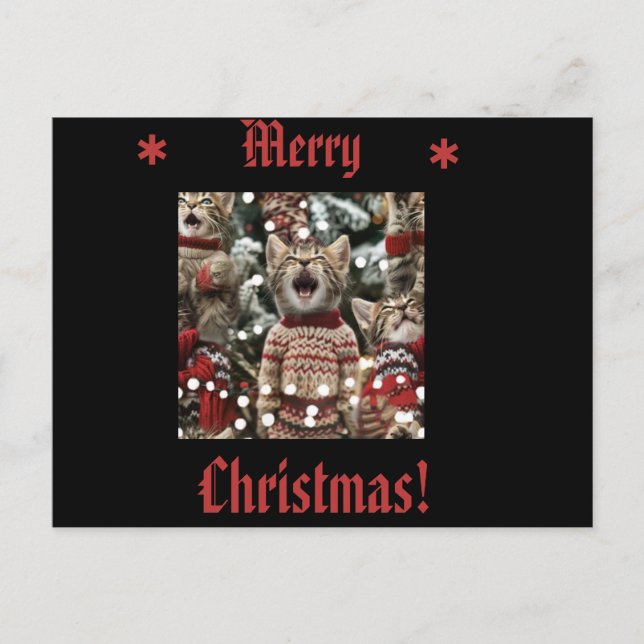 Cartes Pour Fêtes Annuelles Chatons en chatons chantant O' Christmas Tree 3 (Devant)