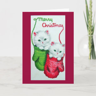 Cartes Pour Fêtes Annuelles Chatons en Mittens Joyeux Noël