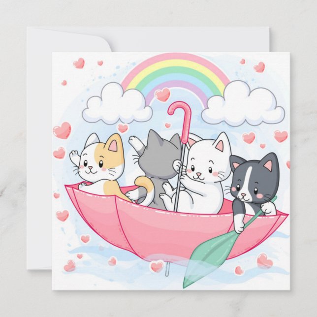 Cartes Pour Fêtes Annuelles Chats (Devant)