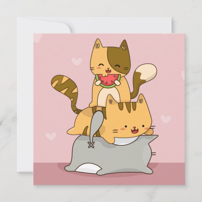 Cartes Pour Fêtes Annuelles Chats (Devant)