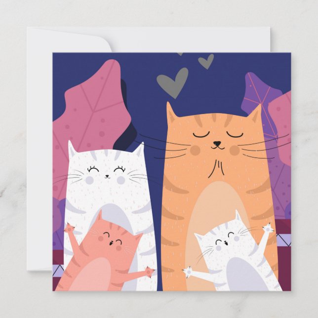 Cartes Pour Fêtes Annuelles Chats (Devant)