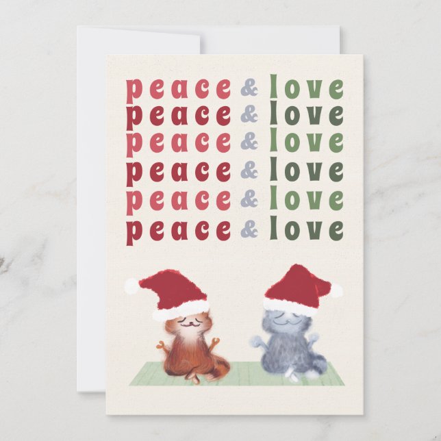 Cartes Pour Fêtes Annuelles Chats amusants Couple Yoga Méditation Noël mignon (Devant)