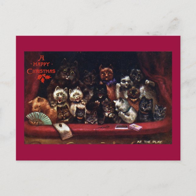 Cartes Pour Fêtes Annuelles Chats au Théâtre pour Noël (Devant)