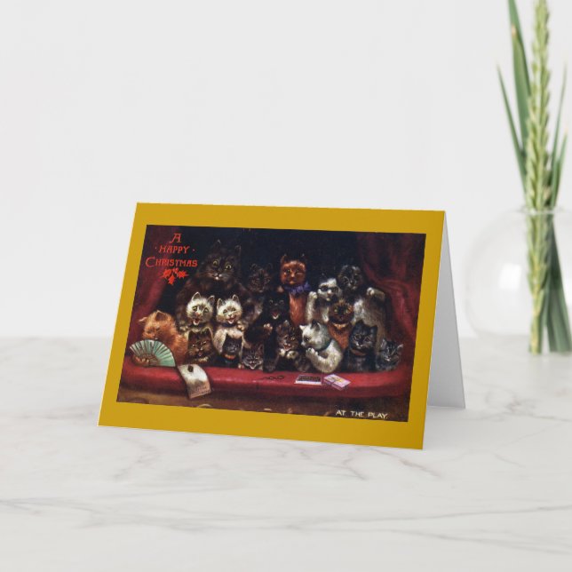 Cartes Pour Fêtes Annuelles Chats au théâtre pour Noël (Devant)