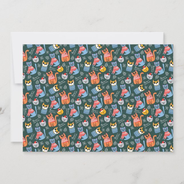 Cartes Pour Fêtes Annuelles Chats aux pulls douillets Joyeux Noël (Devant)