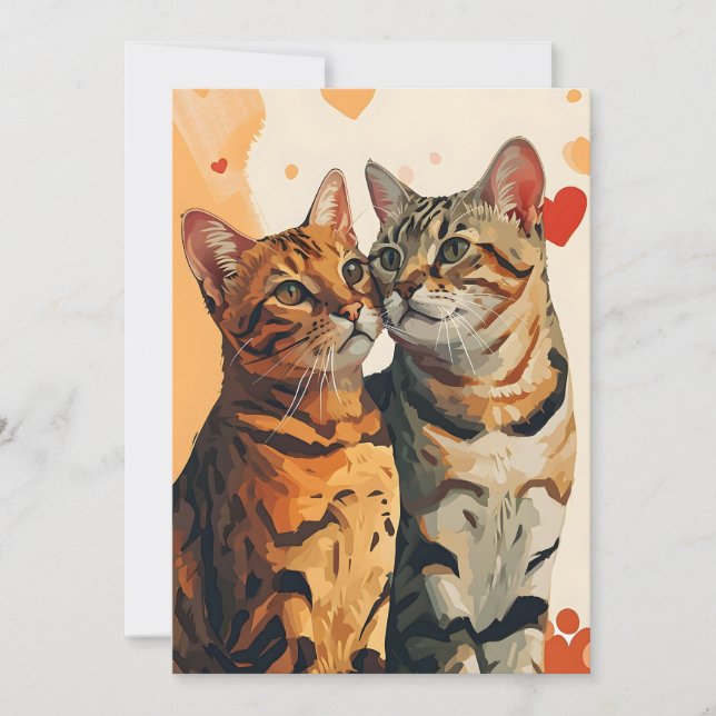 Cartes Pour Fêtes Annuelles Chats Bengals la Saint-Valentin (Devant)