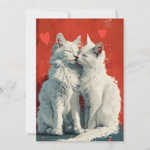 Cartes Pour Fêtes Annuelles Chats blancs Turkish Angora pour la Saint-Valentin