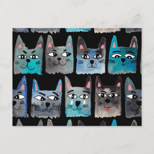Cartes Pour Fêtes Annuelles Chats bleus