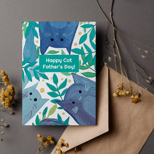 Cartes Pour Fêtes Annuelles Chats bleus et branches Joyeuse fête des pères aux
