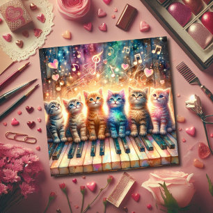 Cartes Pour Fêtes Annuelles Chats couleur arc-en-ciel aquarelle Piano Christia