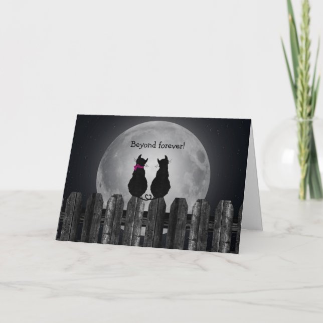 Cartes Pour Fêtes Annuelles Chats dans le clair de lune (Devant)