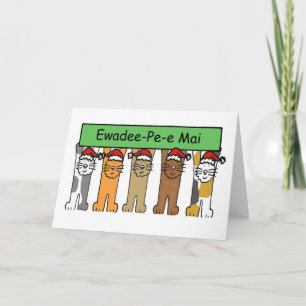 Cartes Pour Fêtes Annuelles Chats de caricature thaïlandais de Noël heureux