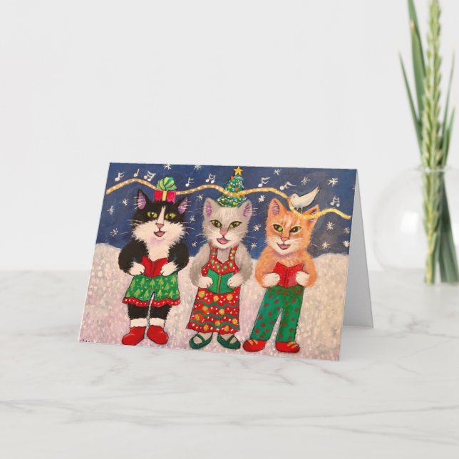 Cartes Pour Fêtes Annuelles Chats de Caroling (Devant)